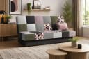 MOEBLO Schlafsofa CYPRUS Patchwork Rosa/Oliv mit Schlaffunktion Bild 2