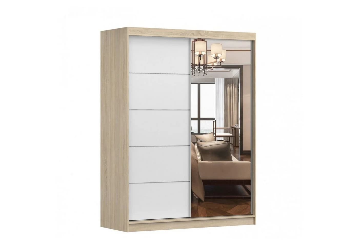 MOEBLO Kleiderschrank LARA 05 Beige mit Spiegel und Schiebetüren - Bild 2