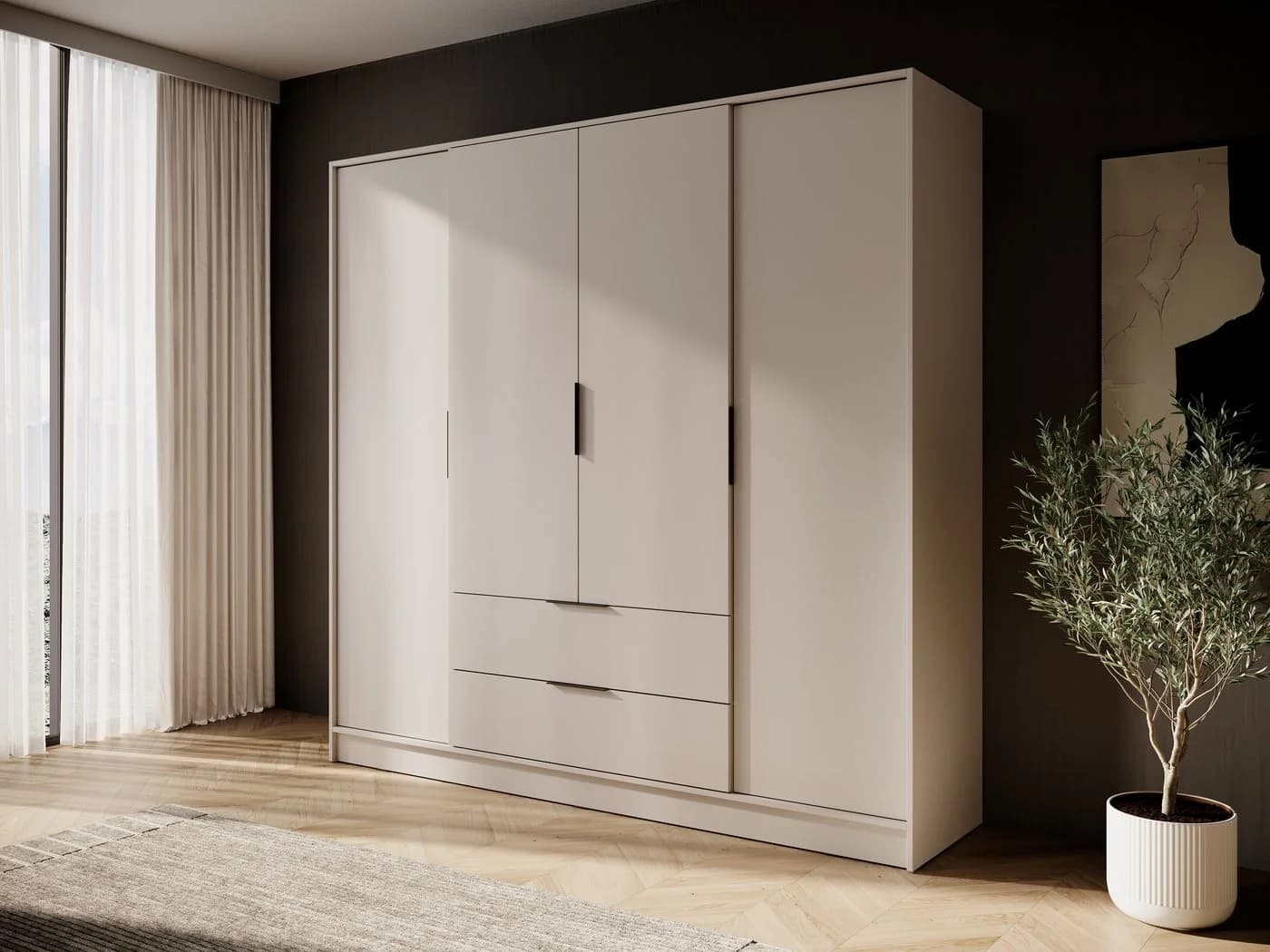 MOEBLO Drehtürenschrank SEVIA 200 Modern 4-türig mit Schubladen - Bild 2