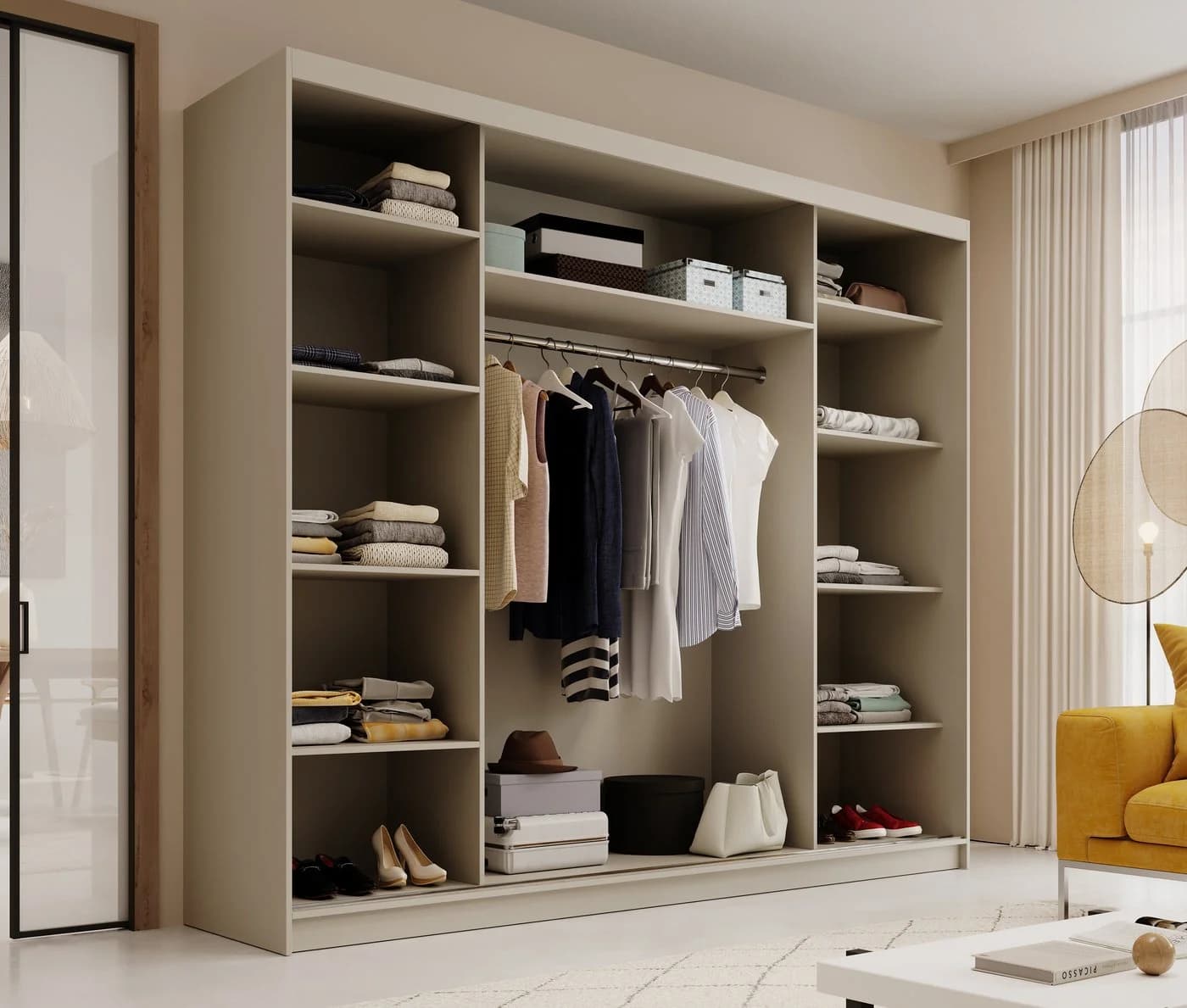 MOEBLO Schiebetürenschrank Velora 250 Modern Weiß/Schwarz - Bild 4