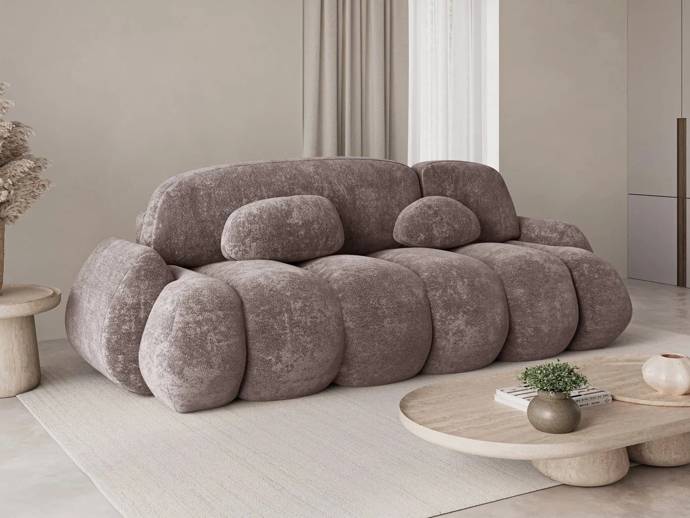 MOEBLO Schlafsofa Elvento 3-Sitzer mit Schlaffunktion & Bettkasten Beige - Bild 2
