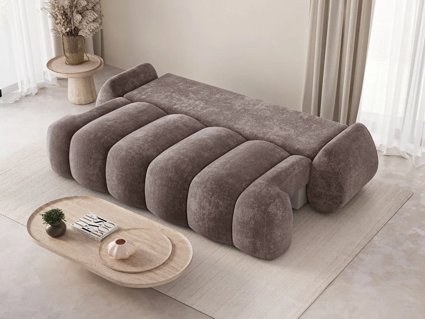 MOEBLO Schlafsofa Elvento 3-Sitzer mit Schlaffunktion & Bettkasten Beige - Bild 4