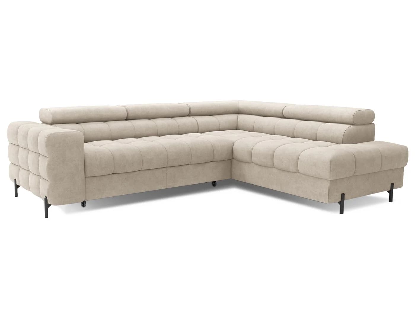 MOEBLO Ecksofa Ferrucio Beige mit Schlaffunktion & Bettkasten