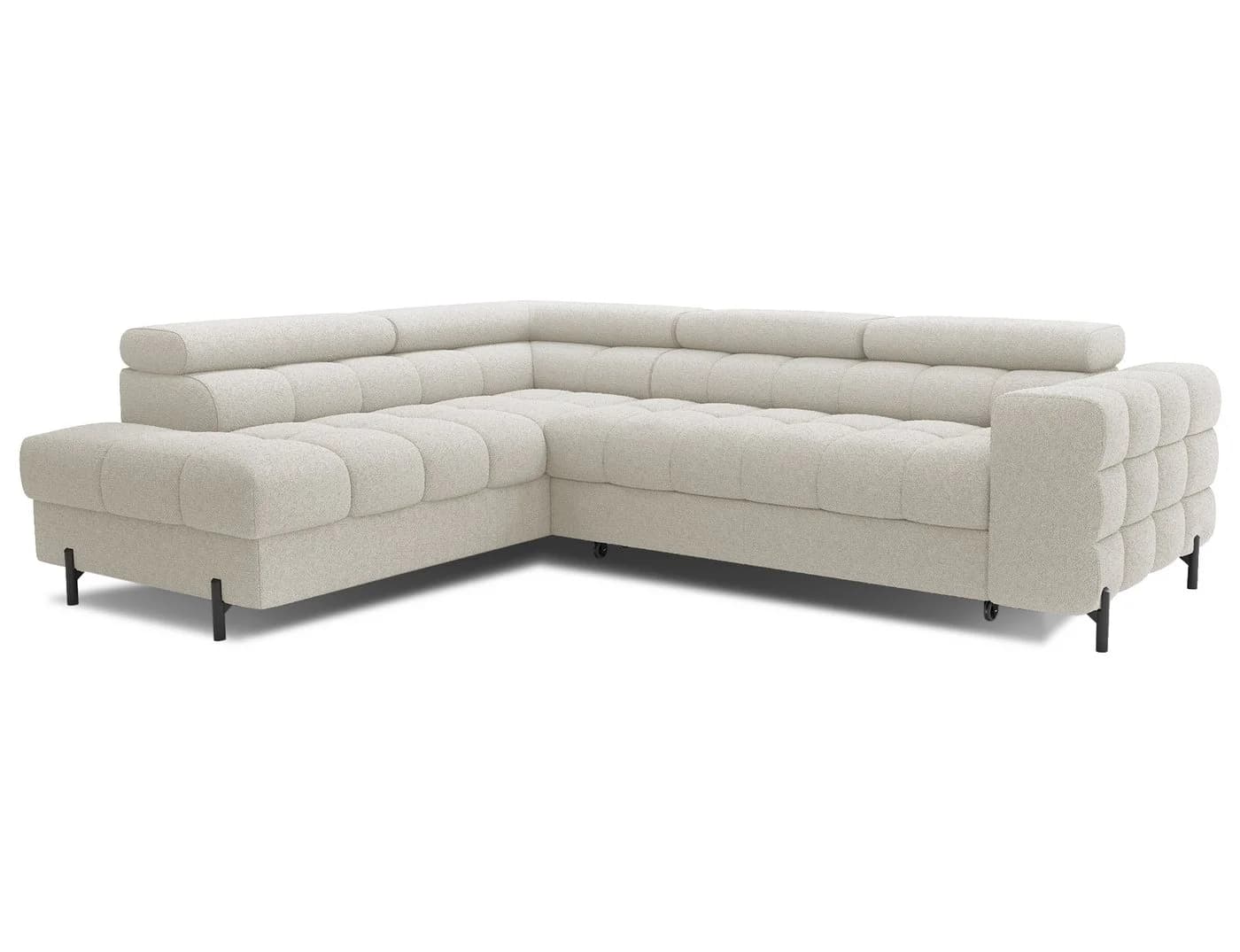 MOEBLO Ecksofa Ferrucio Beige mit Schlaffunktion und Bettkasten