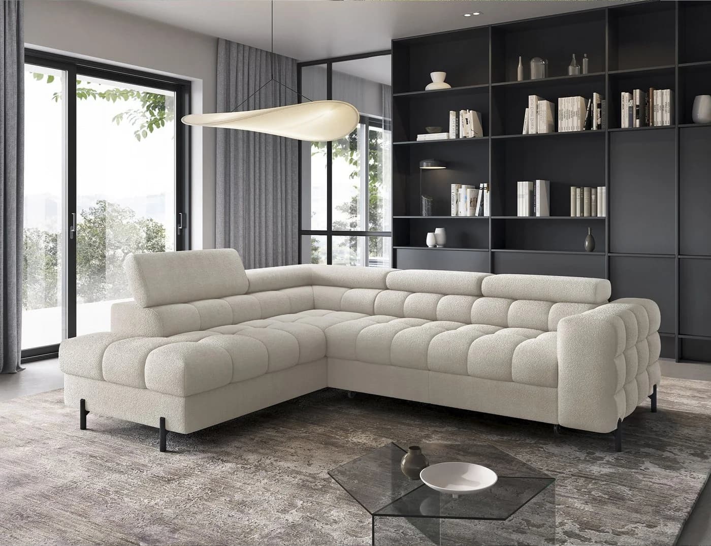 MOEBLO Ecksofa Ferrucio Beige mit Schlaffunktion und Bettkasten - Bild 2