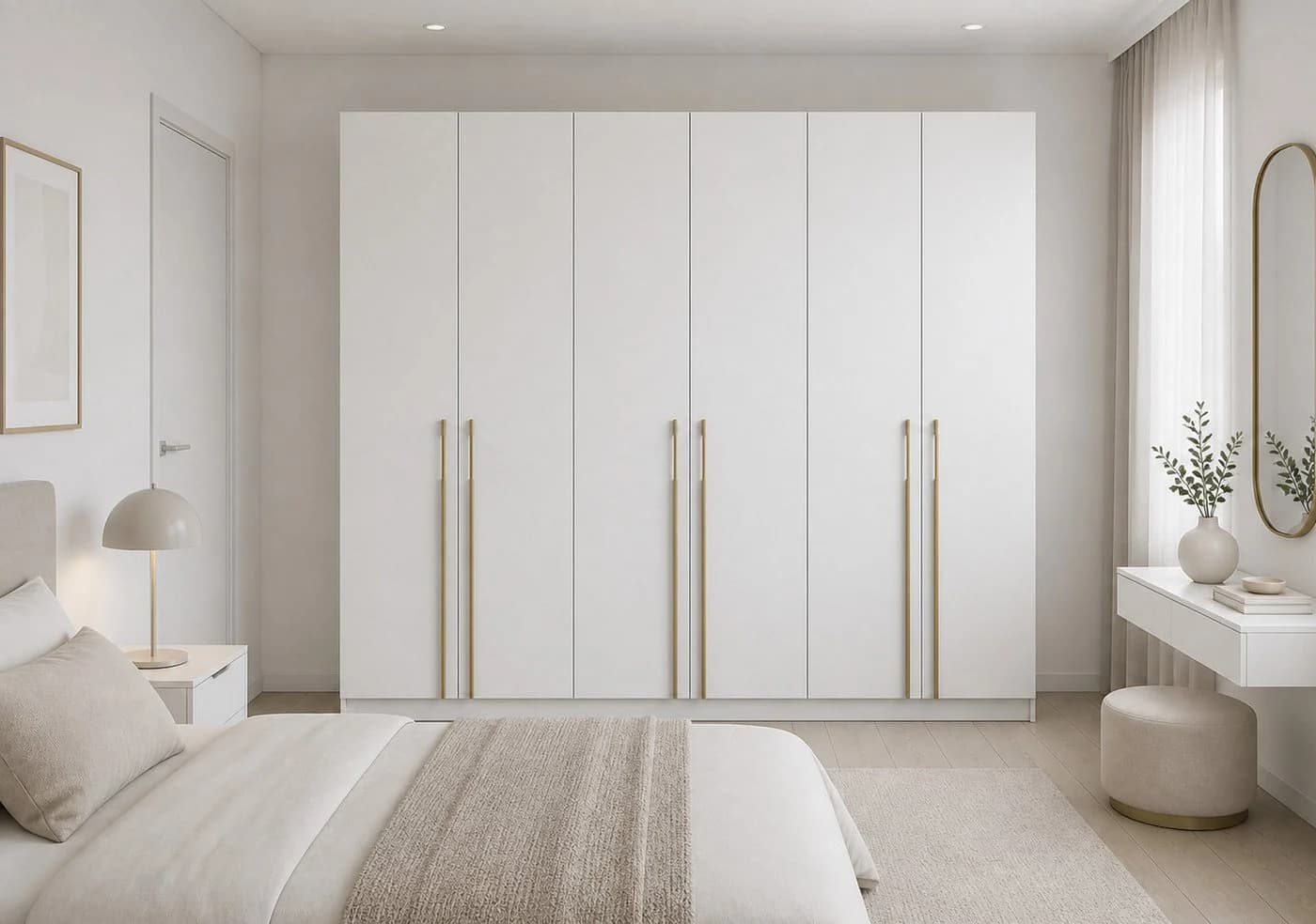 MOEBLO Drehtürenschrank Glamy 6D Weiß Gold Moderner Kleiderschrank - Bild 2