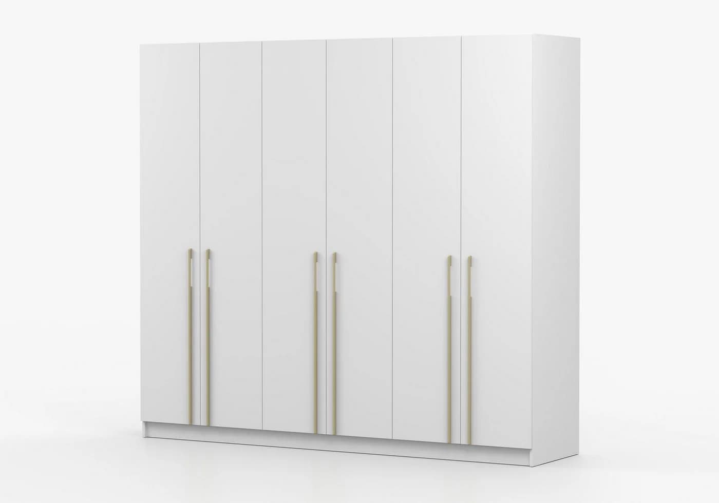 MOEBLO Drehtürenschrank Glamy 6D Weiß Gold Moderner Kleiderschrank - Bild 3