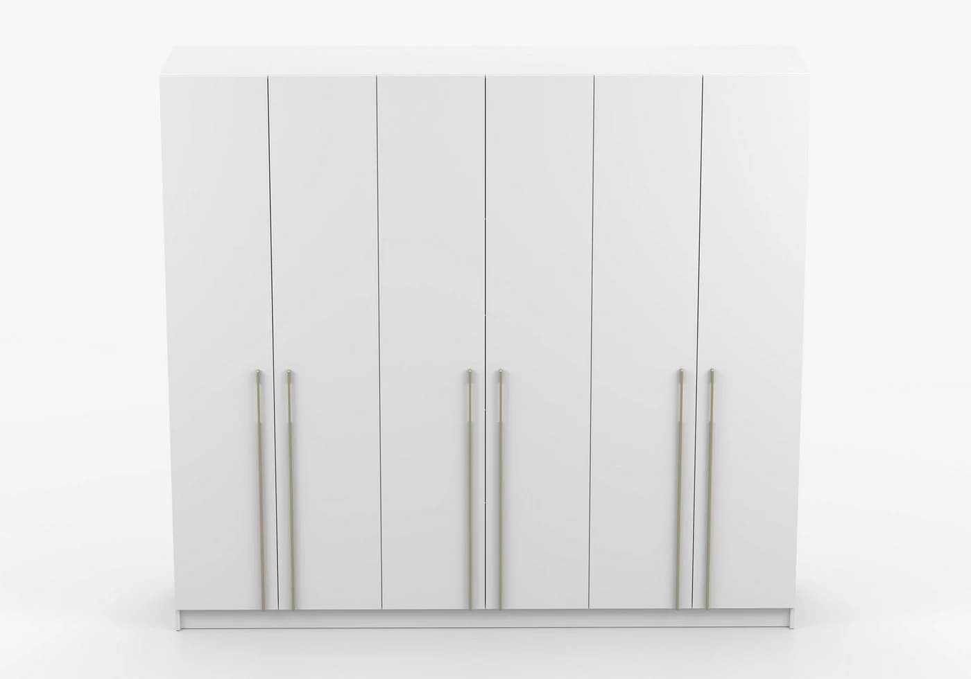 MOEBLO Drehtürenschrank Glamy 6D Weiß Gold Moderner Kleiderschrank - Bild 5