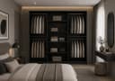 MOEBLO Drehtürenschrank Glamy 6D Schwarz Gold Modern Bild 1