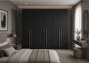 MOEBLO Drehtürenschrank Glamy 6D Schwarz Gold Modern Bild 2