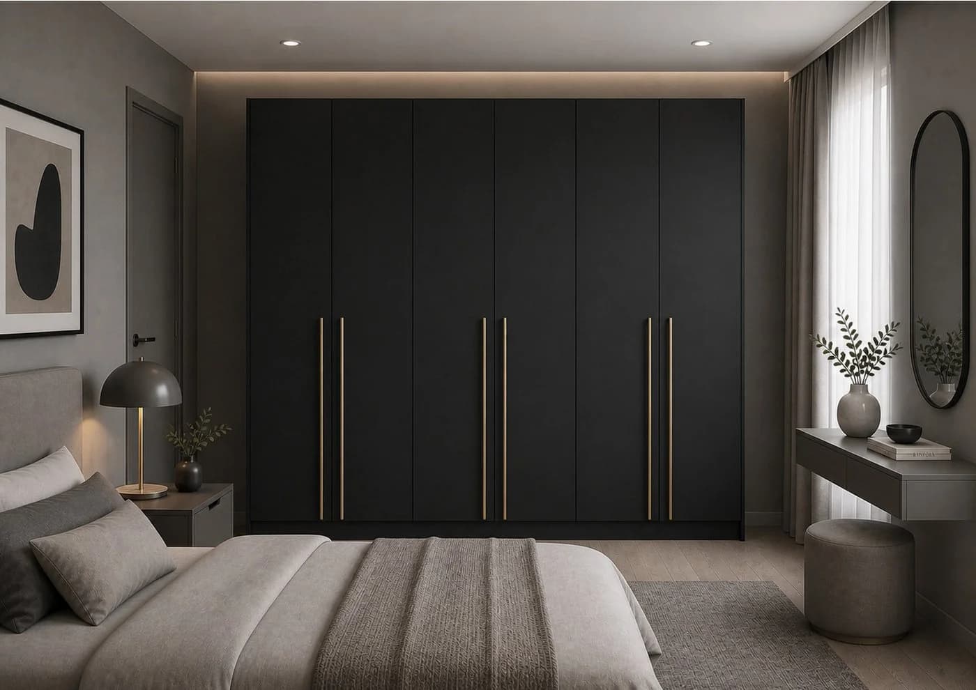 MOEBLO Drehtürenschrank Glamy 6D Schwarz Gold Modern - Bild 2