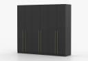 MOEBLO Drehtürenschrank Glamy 6D Schwarz Gold Modern Bild 3