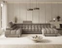MOEBLO Ecksofa Vinca Beige/Braun mit Schlaffunktion und Stauraum Bild 1