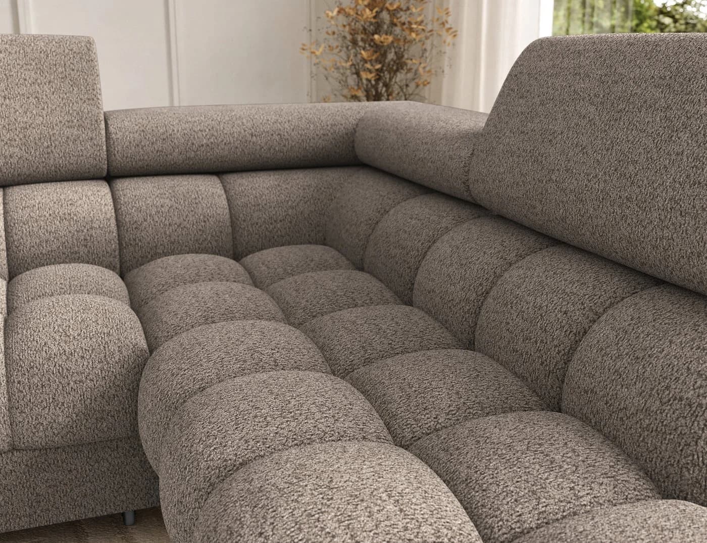 MOEBLO Ecksofa Vinca Beige/Braun mit Schlaffunktion und Stauraum - Bild 5