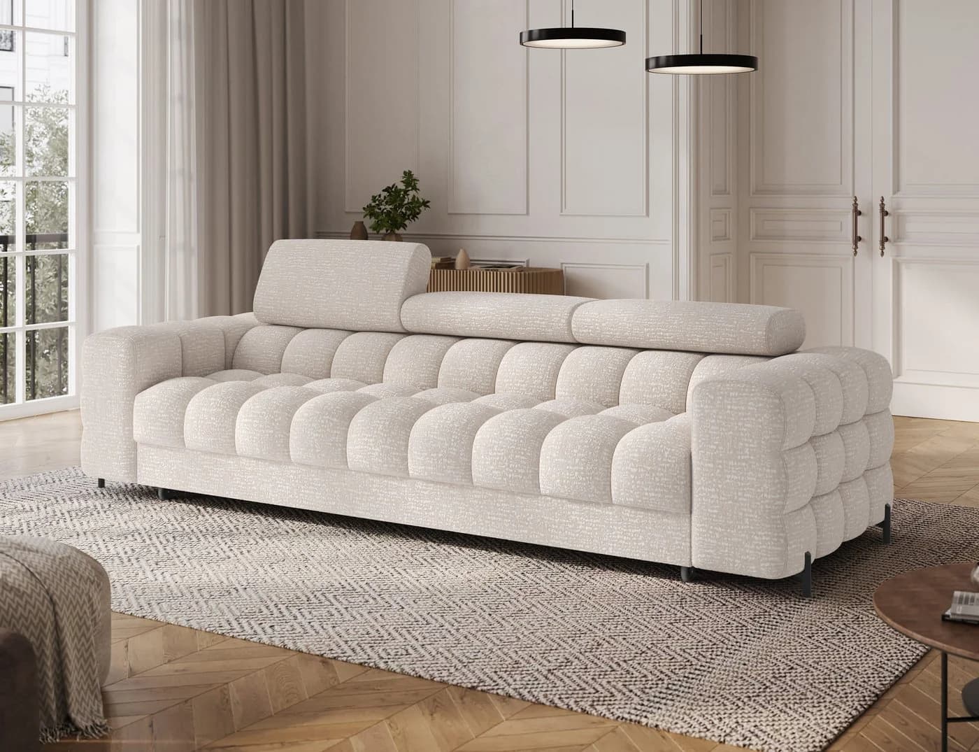 MOEBLO Sofa Telli 3-Sitzer mit Schlaffunktion Braun - Bild 2