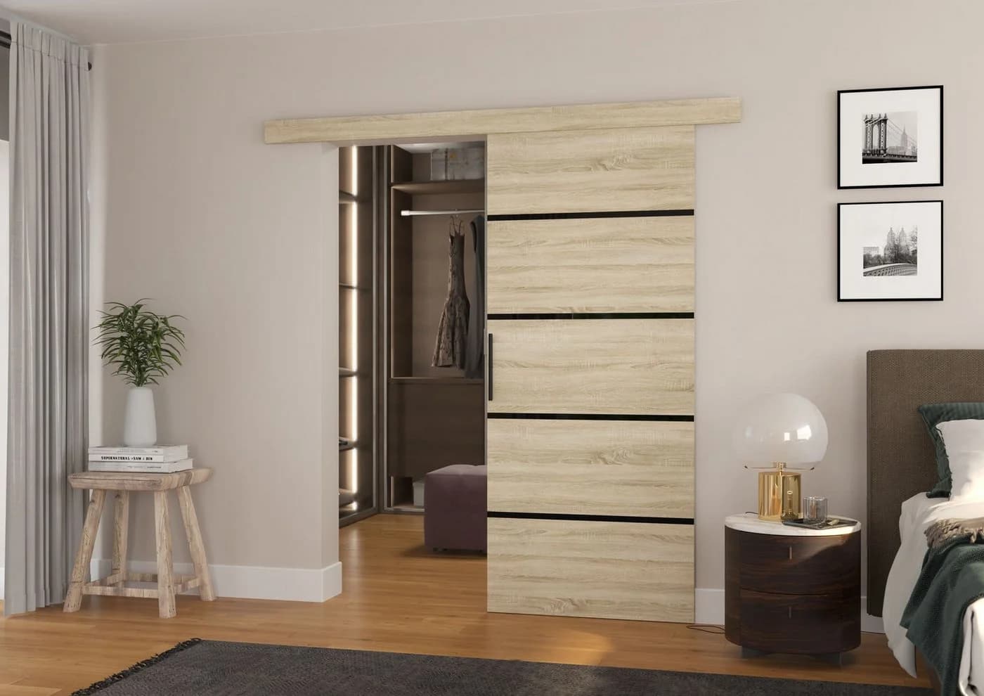 MOEBLO Schiebetür MULAN Beige Modern Laminat - Bild 2