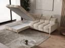 MOEBLO Ecksofa BUN mit Schlaffunktion und Bettkasten Beige Bouclé Bild 5