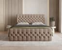 MOEBLO Boxbett 12 Chesterfield Braun Velours mit Bettkasten & Topper Bild 1