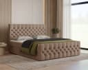 MOEBLO Boxbett 12 Chesterfield Braun Velours mit Bettkasten & Topper Bild 2