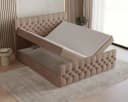 MOEBLO Boxbett 12 Chesterfield Braun Velours mit Bettkasten & Topper Bild 3
