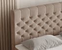 MOEBLO Boxbett 12 Chesterfield Braun Velours mit Bettkasten & Topper Bild 4
