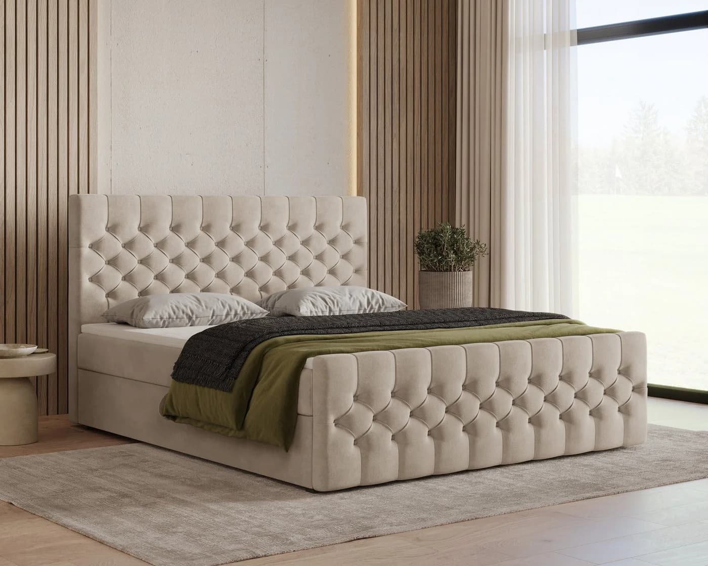 MOEBLO Boxspringbett Bett 12 Velours Chesterfield 180x200 - Bild 2