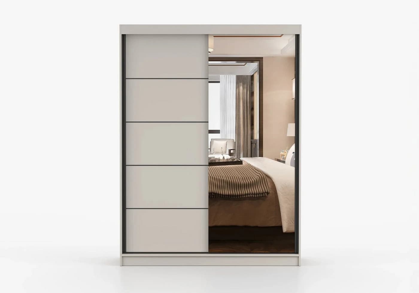 MOEBLO Kleiderschrank LARA 05 Kaschmir mit Spiegel - Bild 3