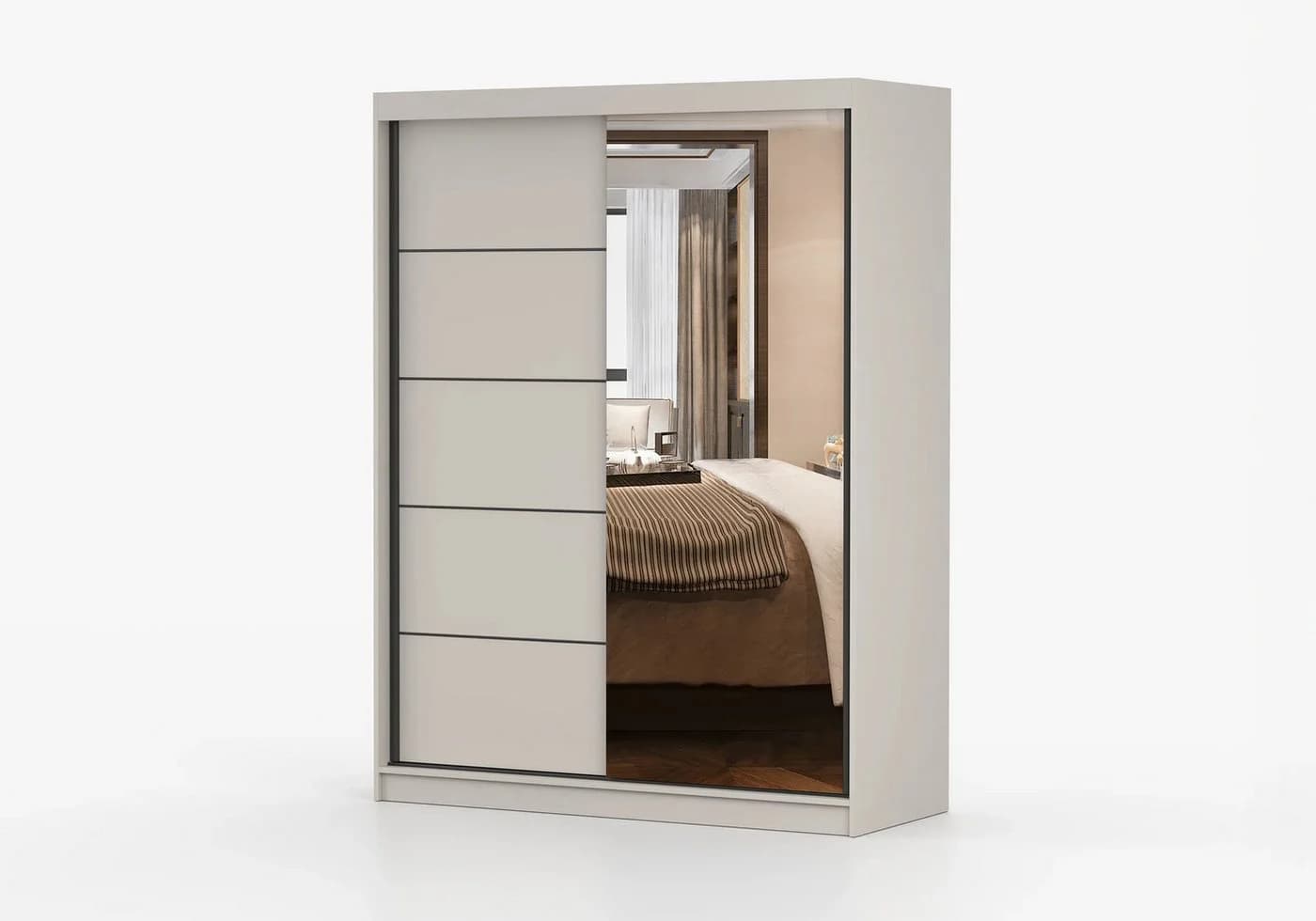 MOEBLO Kleiderschrank LARA 05 Kaschmir mit Spiegel - Bild 4