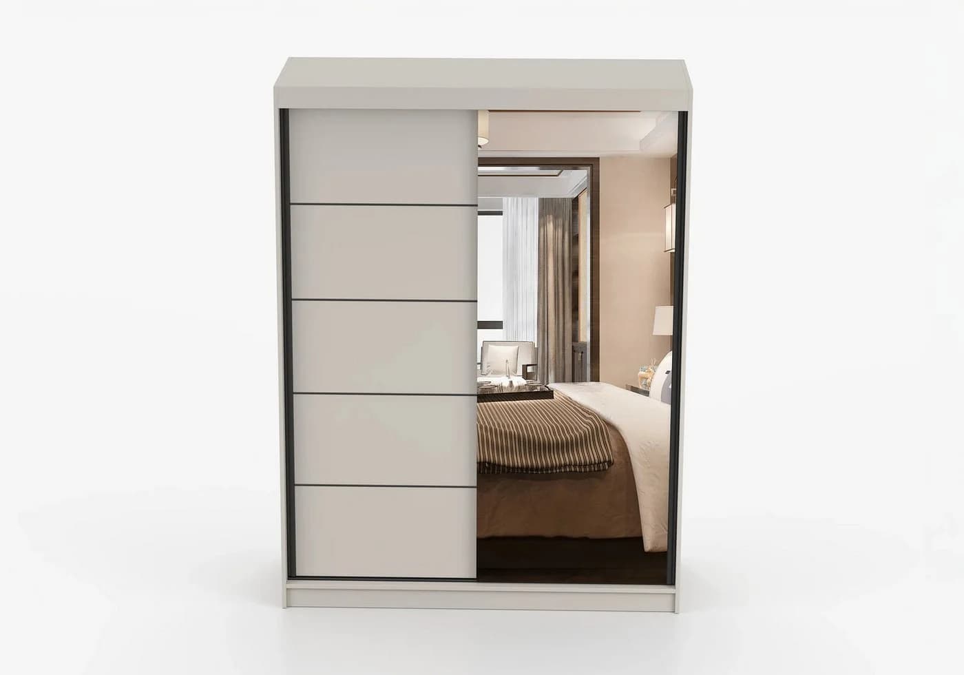 MOEBLO Kleiderschrank LARA 05 Kaschmir mit Spiegel - Bild 5
