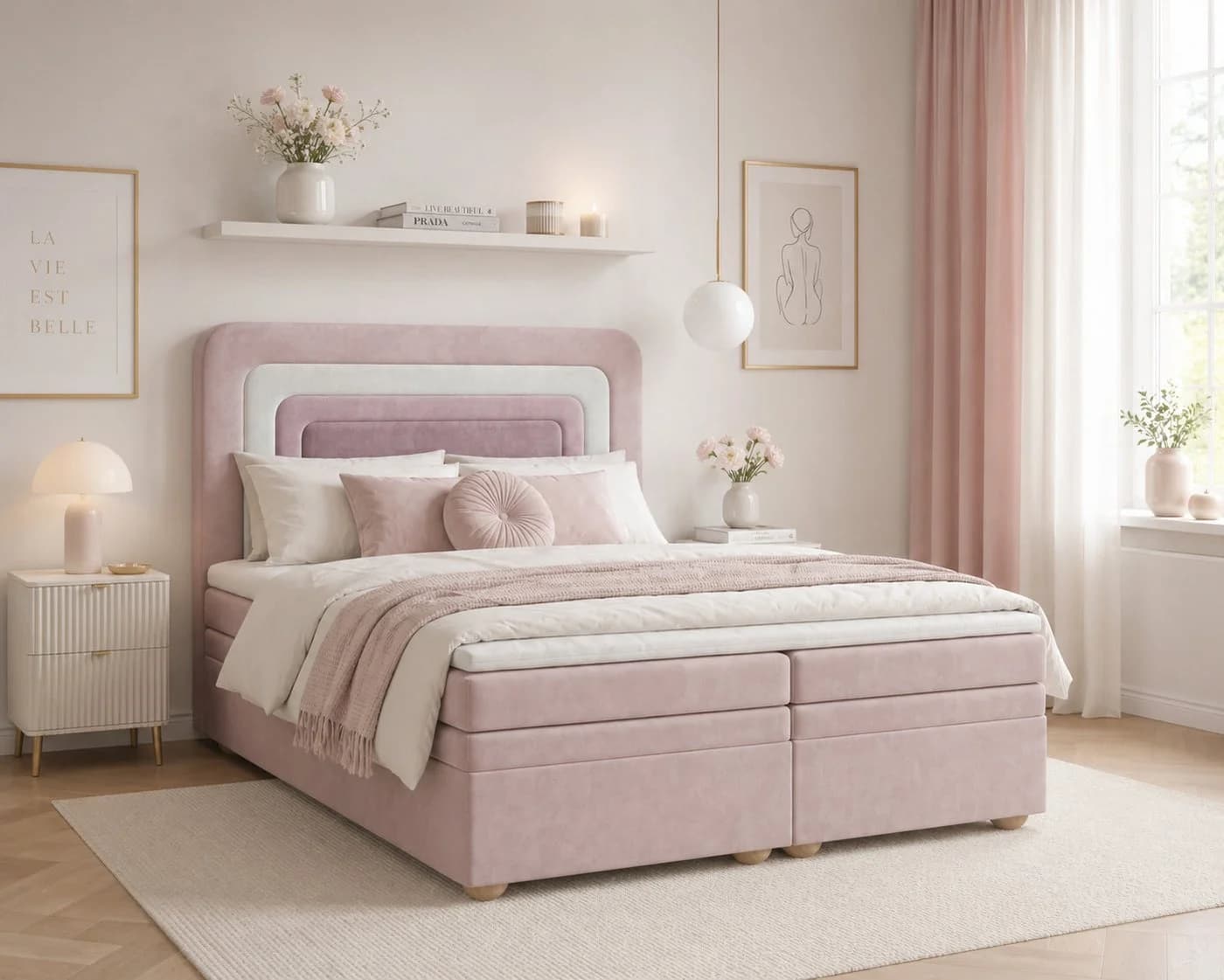 MOEBLO Boxbett NEST Rosa mit Bettkasten und Topper - Bild 2