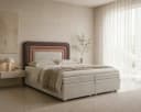 MOEBLO Boxbett NEST mit Bettkasten und gepolstertem Kopfteil Taupe Beige Bild 1