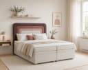 MOEBLO Boxbett NEST mit Bettkasten und gepolstertem Kopfteil Taupe Beige Bild 2