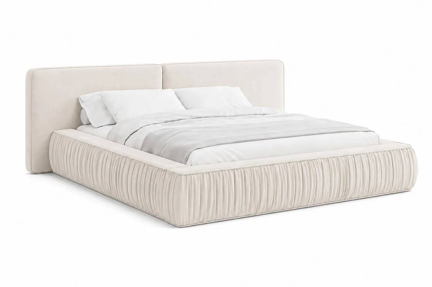 MOEBLO Polsterbett 08 Beige Samt mit Bettkasten und gepolstertem Kopfteil - Bild 4