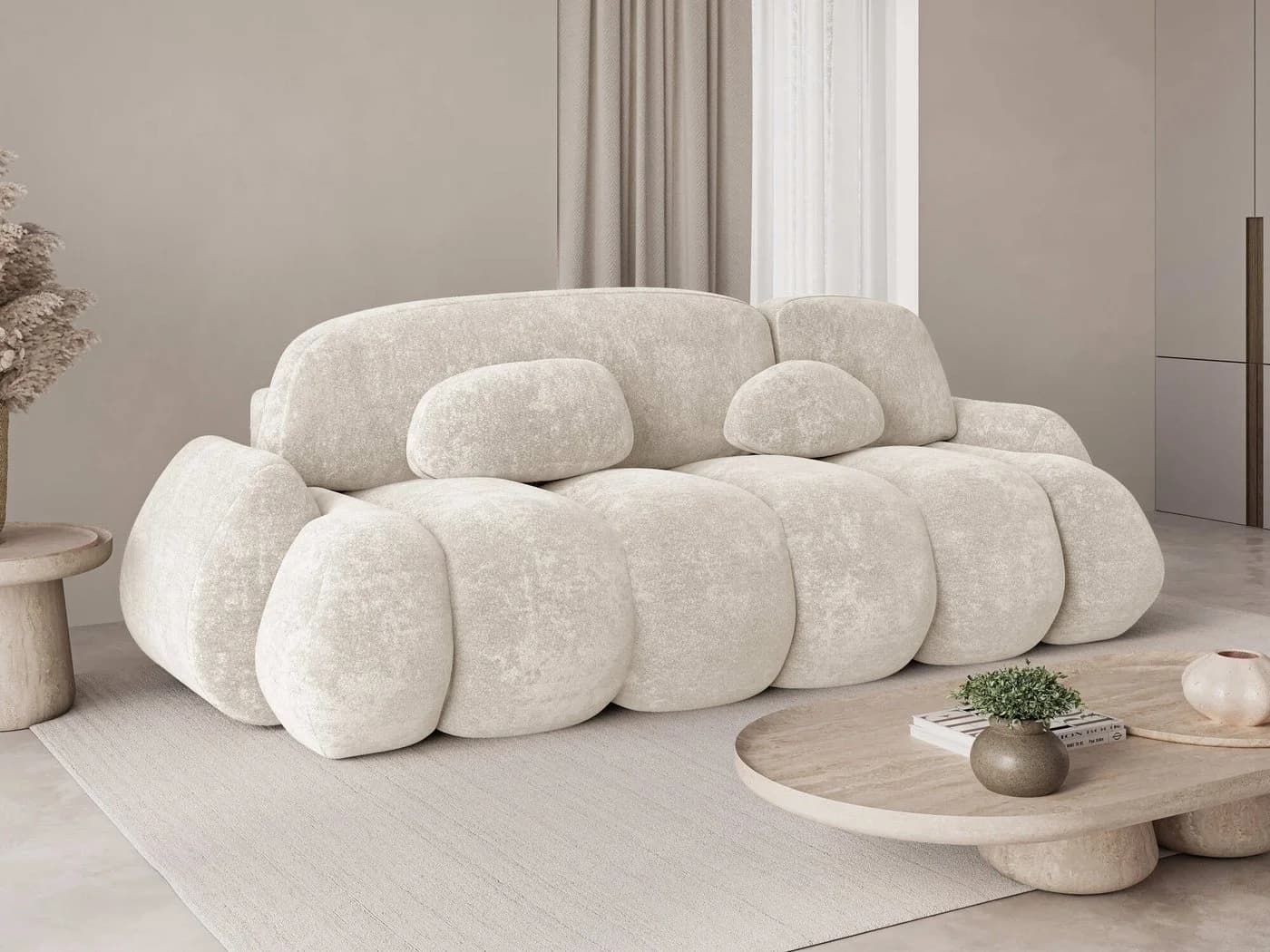 MOEBLO Schlafsofa STONE 3-Sitzer mit Schlaffunktion und Bettkasten Beige - Bild 2