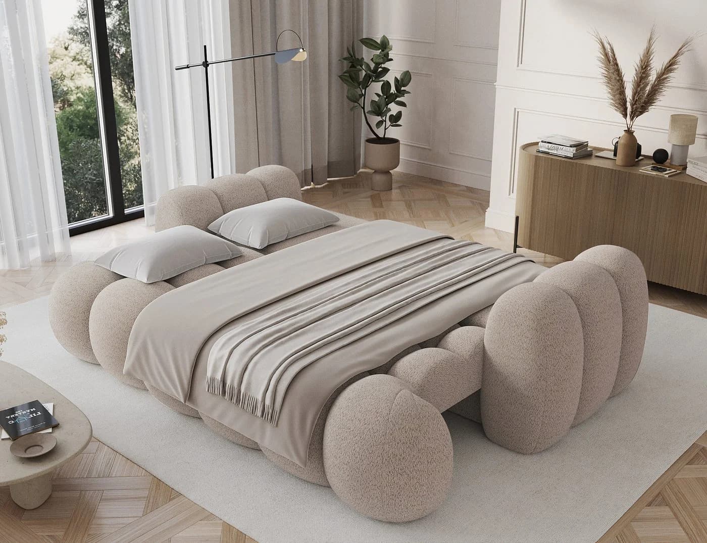 MOEBLO Schlafsofa ELVENTO 3-Sitzer Beige mit Schlaffunktion & Bettkasten - Bild 3
