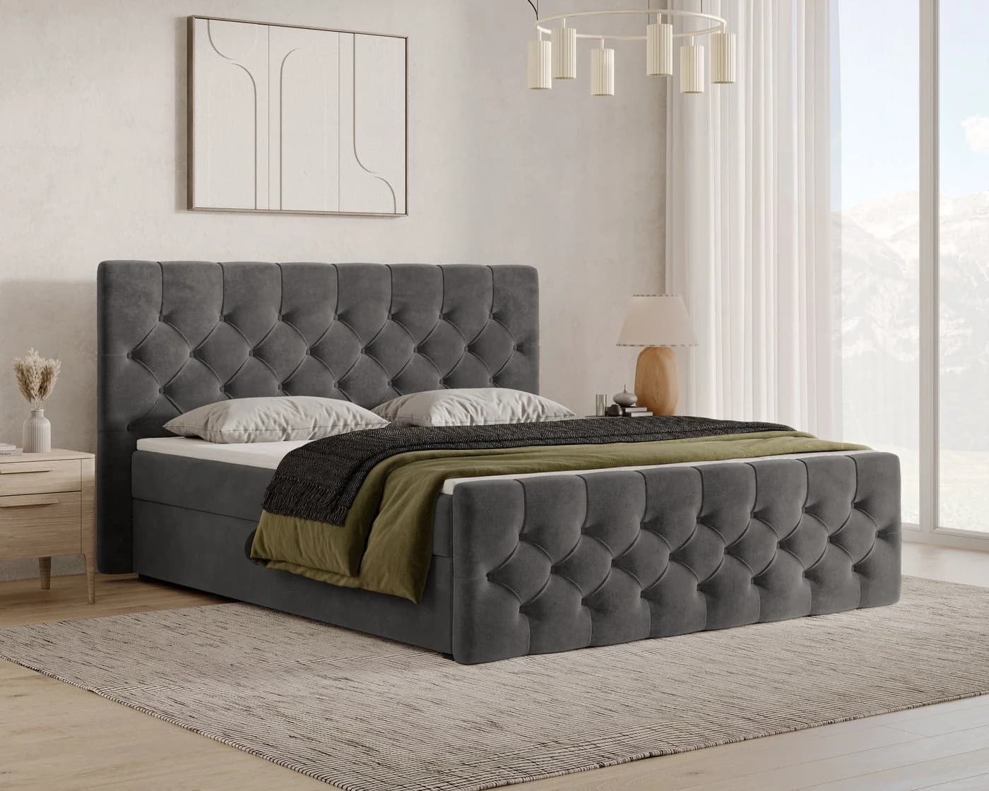 MOEBLO Boxspringbett 13 mit Bettkasten und Topper FLOW Chenille - Bild 2