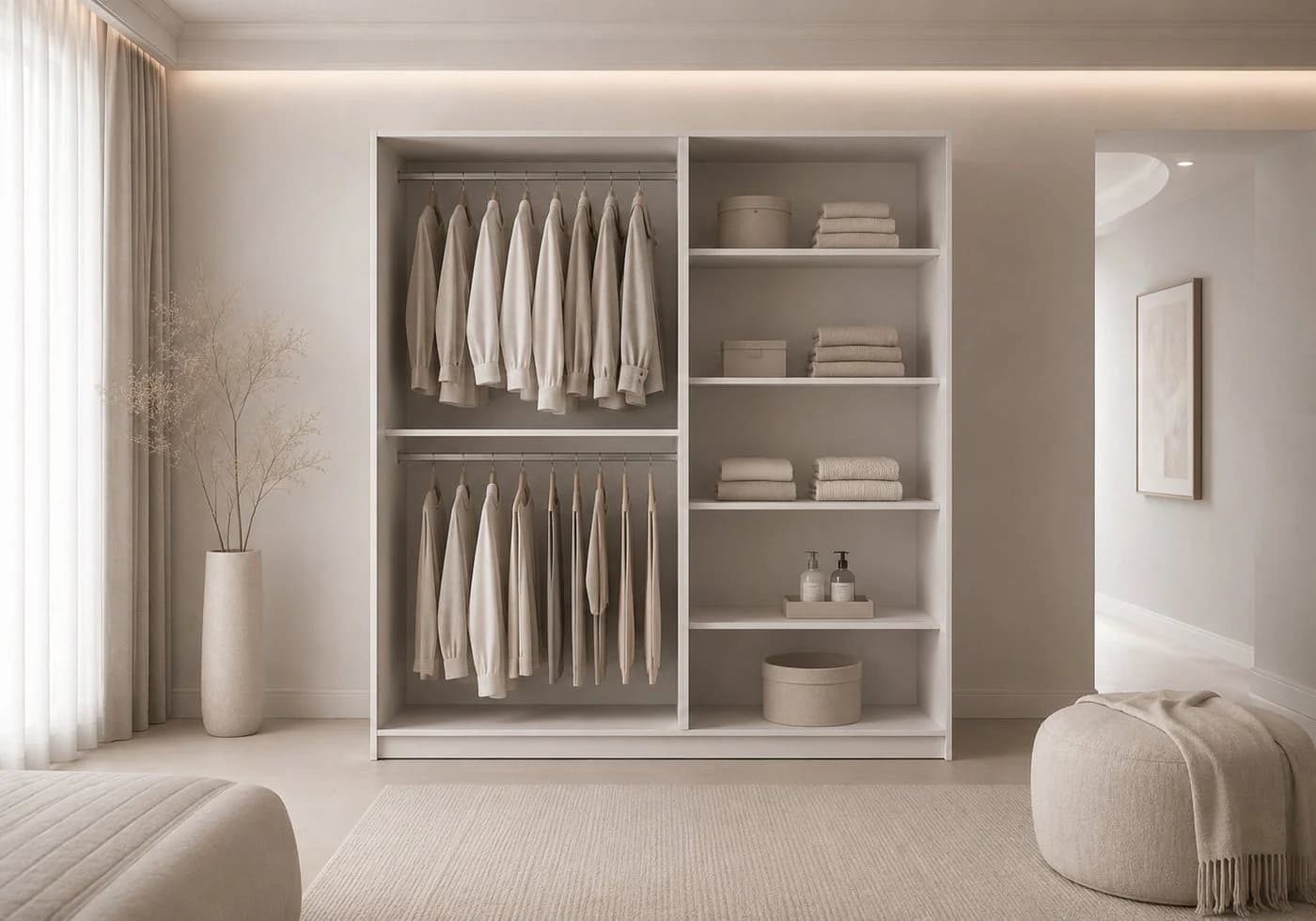 MOEBLO Drehtürenschrank Glamy 4D Wood Weiß Modern
