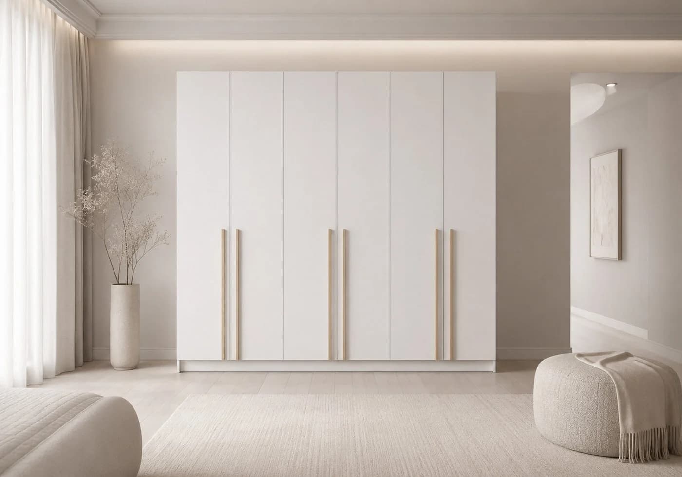MOEBLO Drehtürenschrank Glamy 6D Wood Weiß Holzgriffe - Bild 2