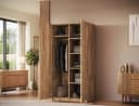 MOEBLO Drehtürenschrank Lunaro II Weiß mit Spiegel und Goldgriffen Bild 3