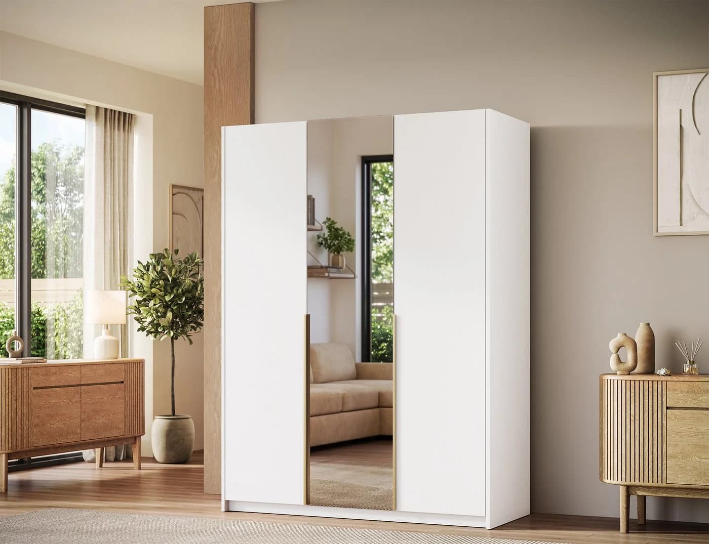 MOEBLO Drehtürenschrank Lunaro III mit Spiegel und 8 Böden - Bild 2