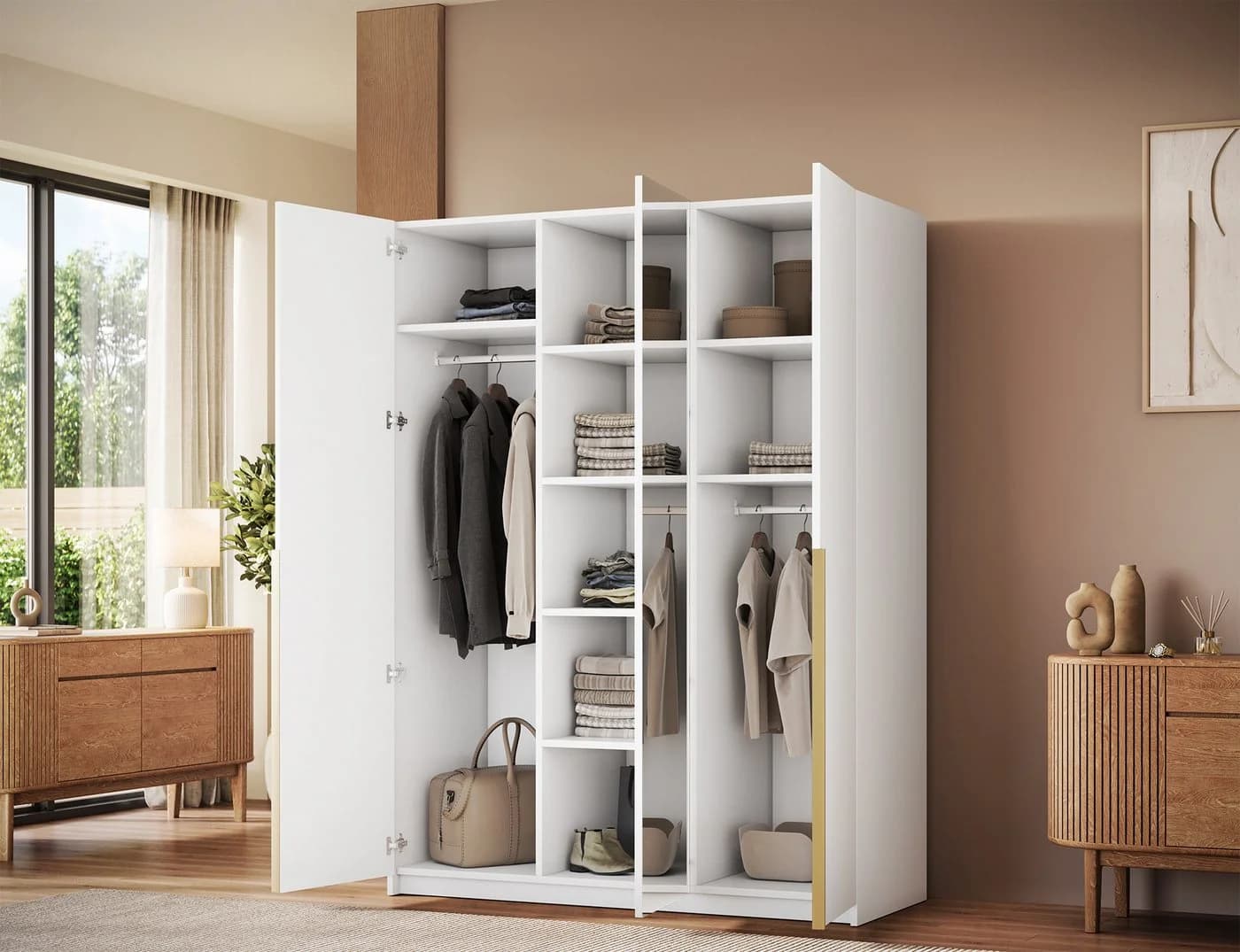 MOEBLO Drehtürenschrank Lunaro III mit Spiegel und 8 Böden - Bild 3