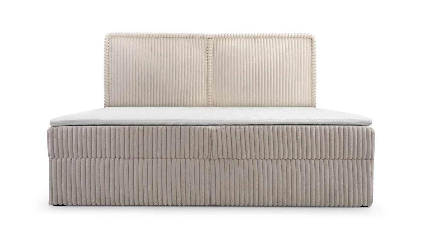 MOEBLO Boxbett BETT 04 Cord Beige mit Bettkasten und Topper - Bild 5