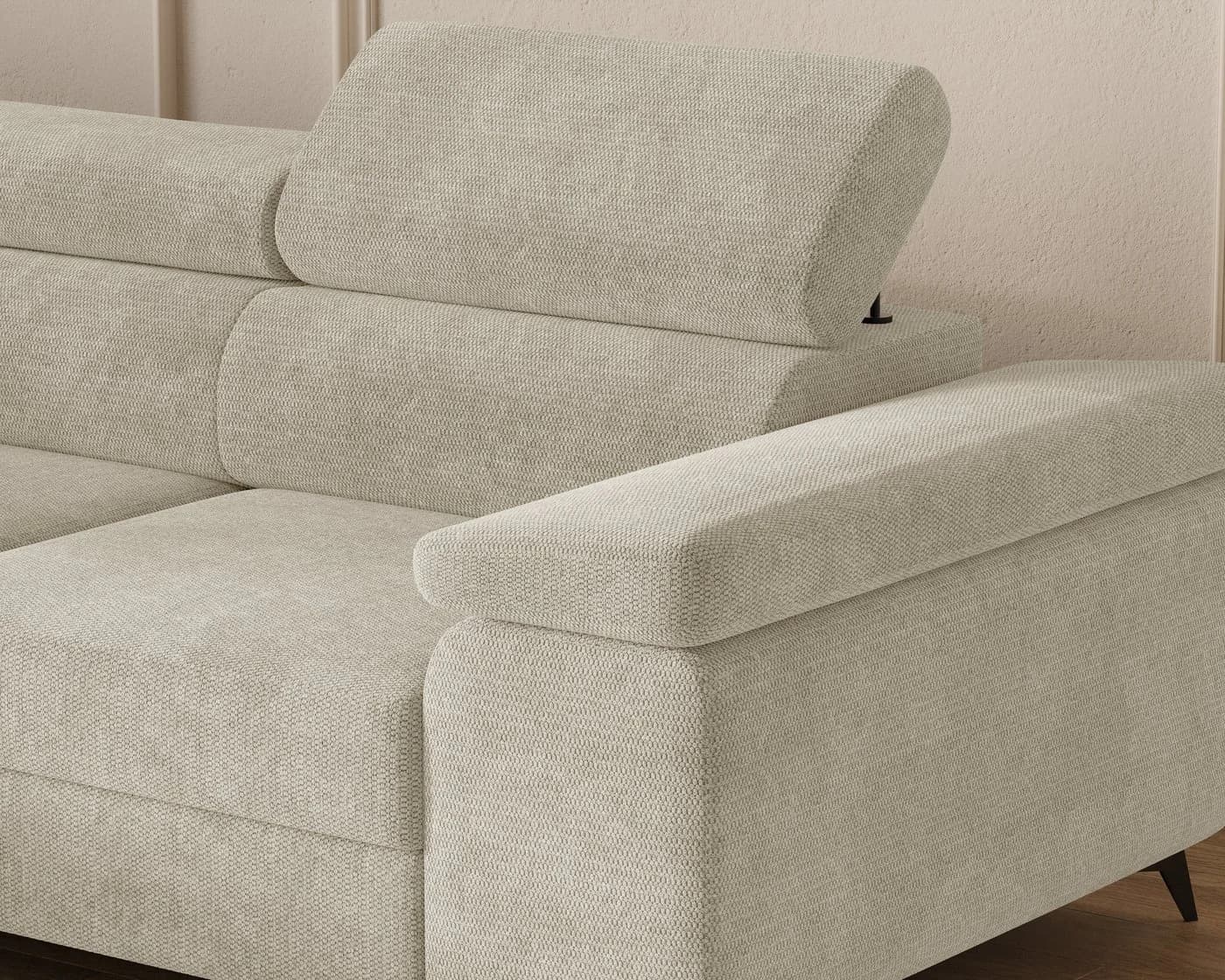 MOEBLO Ecksofa OSTIN 290 cm mit Schlaffunktion und Bettkasten Beige - Bild 3