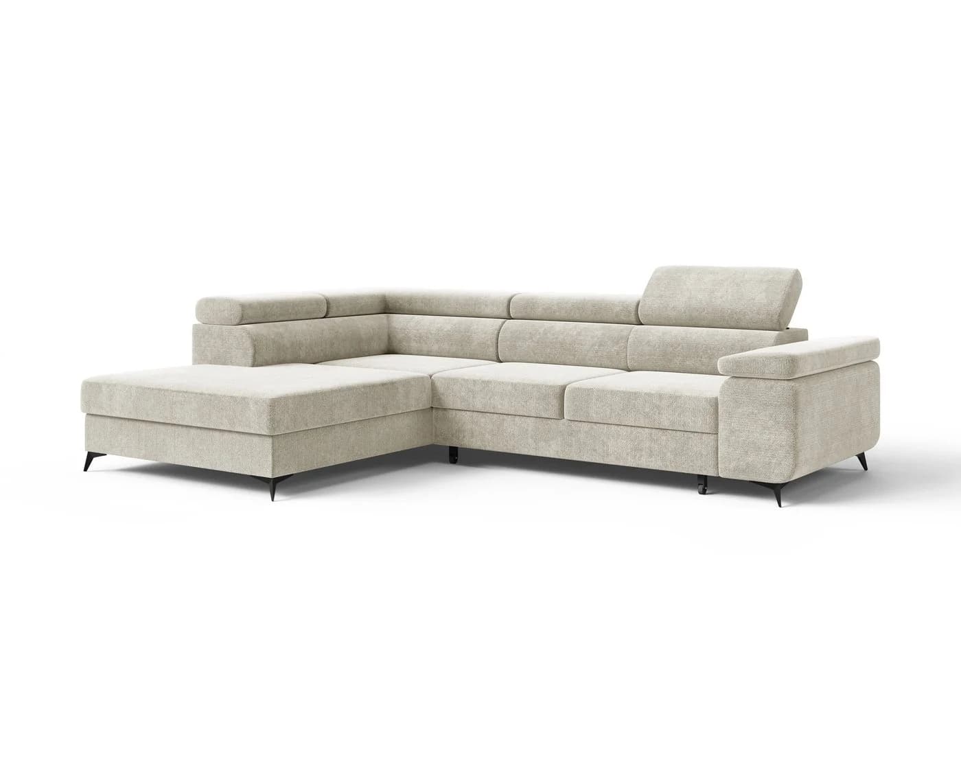 MOEBLO Ecksofa OSTIN 290 cm mit Schlaffunktion und Bettkasten Beige - Bild 4