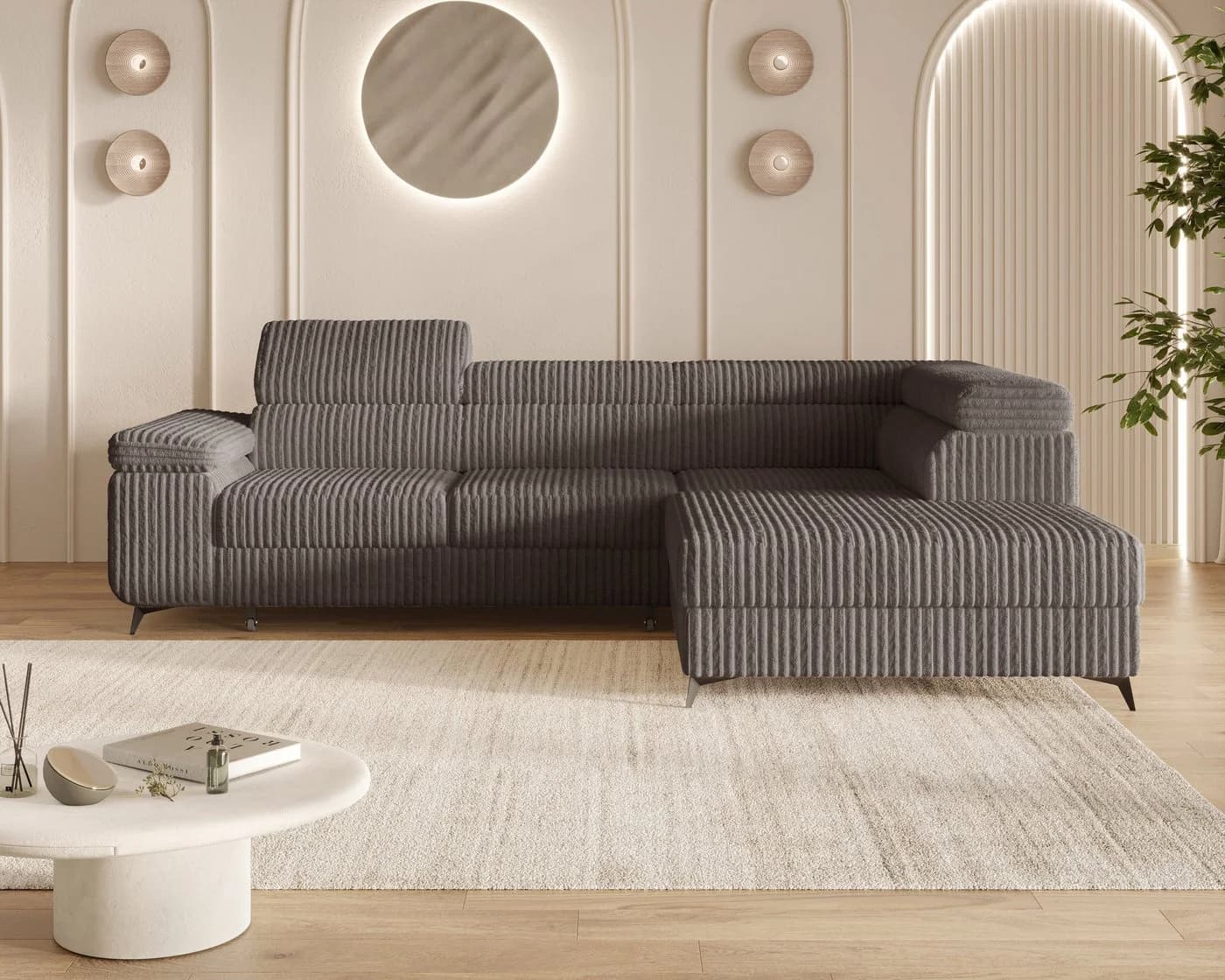 MOEBLO Ecksofa OSTIN 290 cm mit Schlaffunktion und Bettkasten