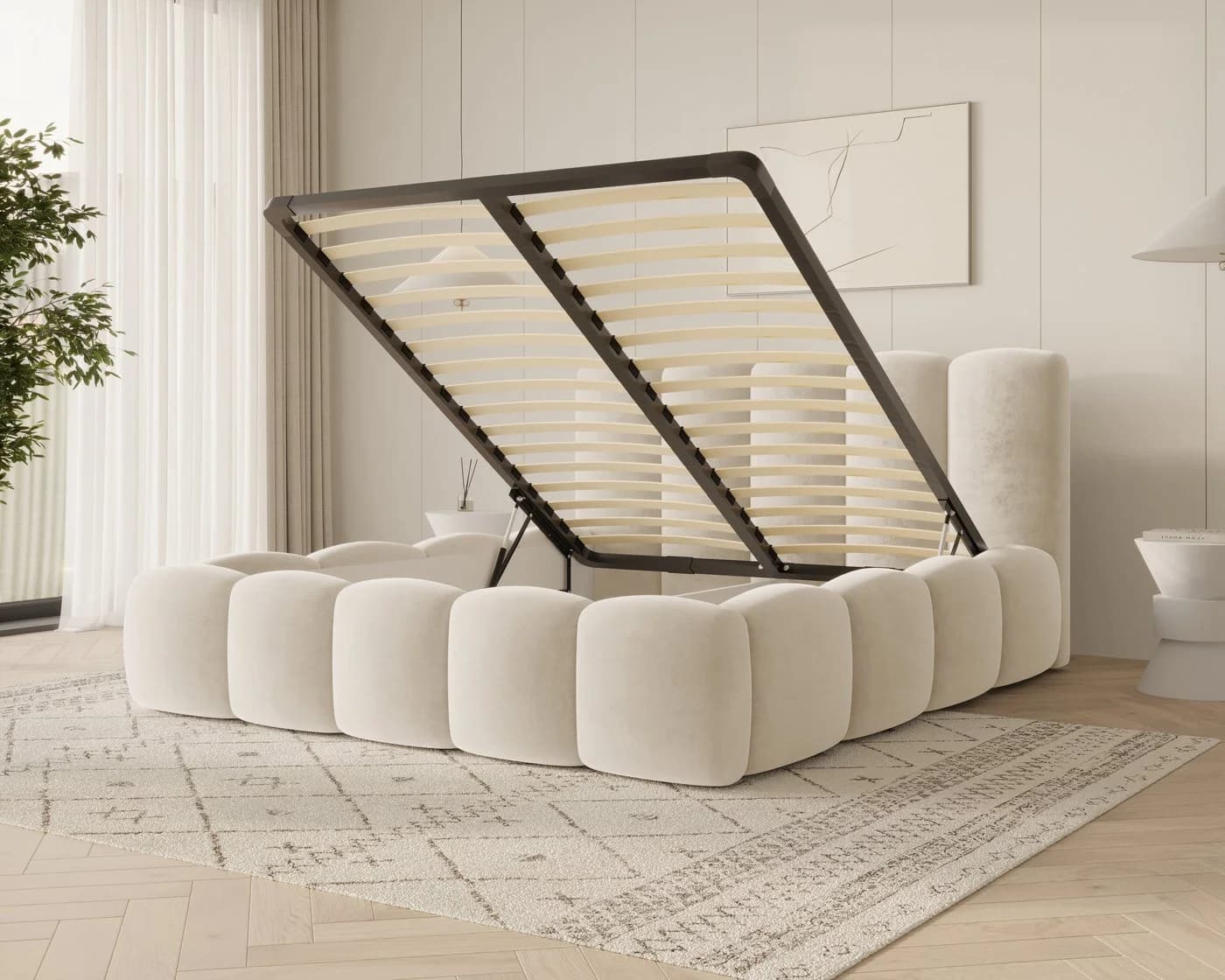 MOEBLO Polsterbett BUBBLE Beige mit Bettkasten und Lattenrost - Bild 4