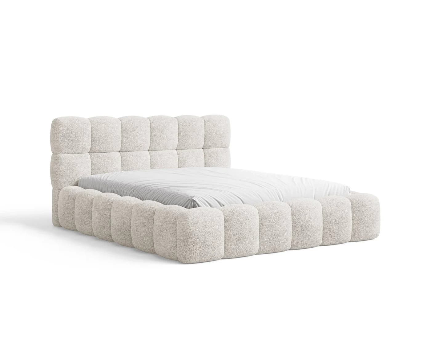 MOEBLO Polsterbett Bubble Bouclé Beige mit Bettkasten - Bild 5