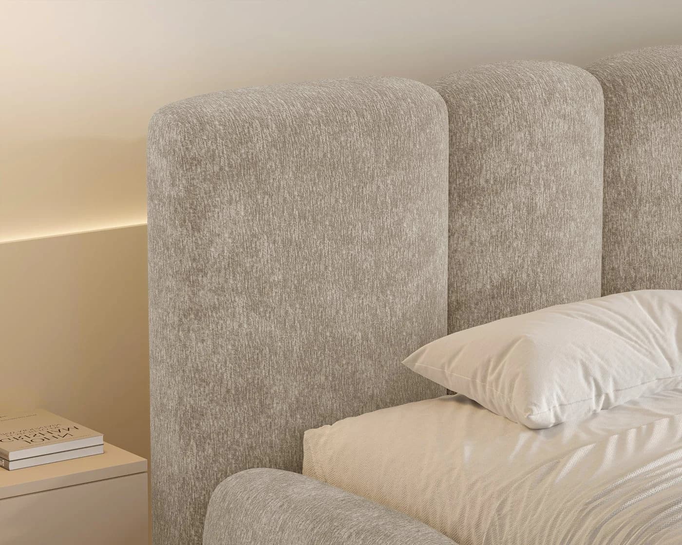 MOEBLO Polsterbett 26 Wolke Beige mit Bettkasten und Lattenrost - Bild 3