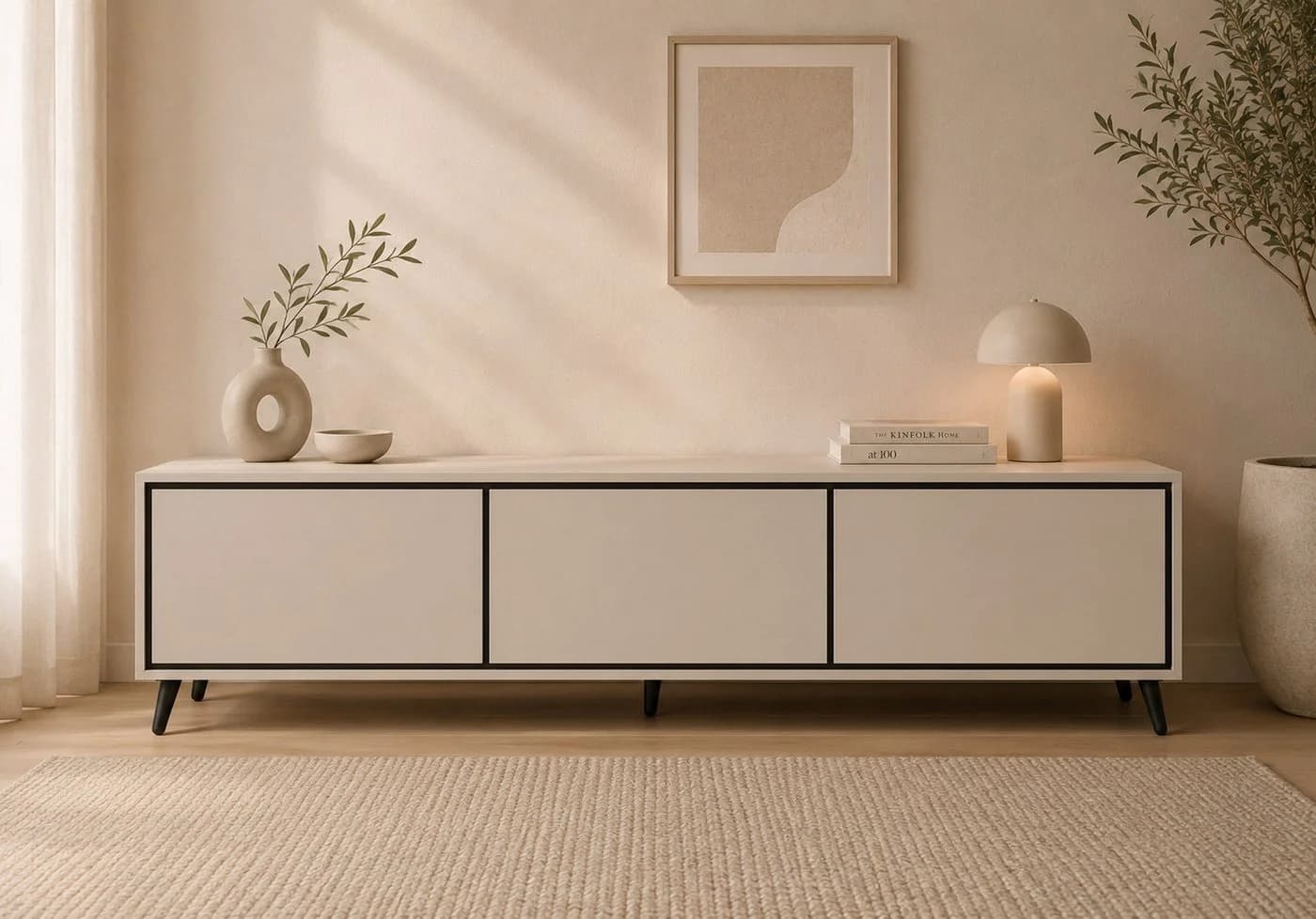 MOEBLO TV-Board VELMIRA 180 cm Kaschmir Schwarz Push-to-open - Bild 2