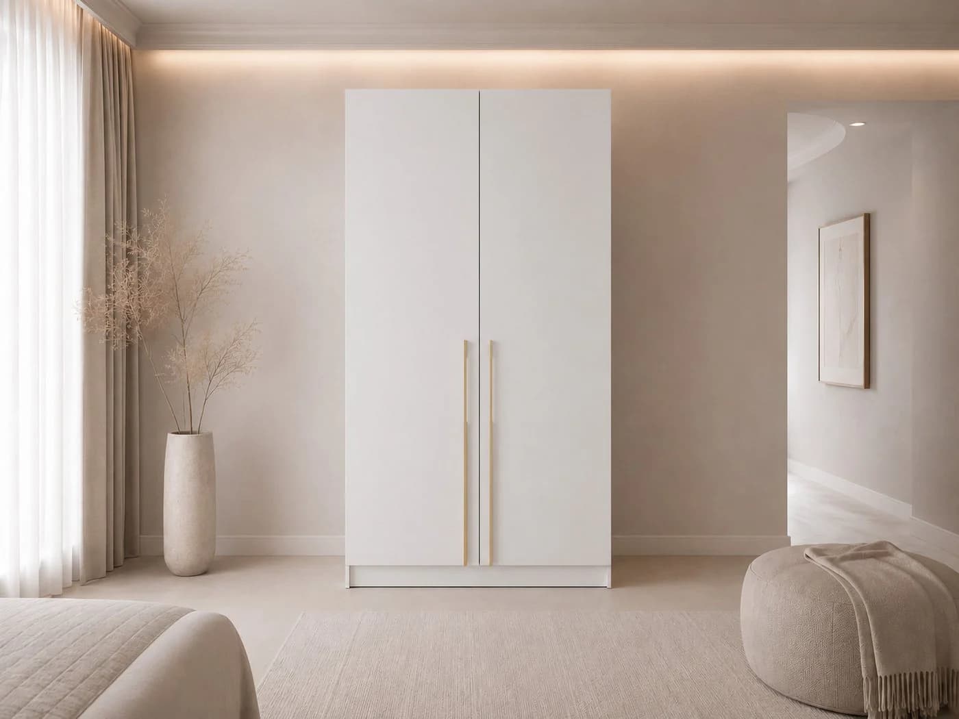 MOEBLO Kleiderschrank Glamy 2D Weiß Moderner Drehtürenschrank - Bild 2